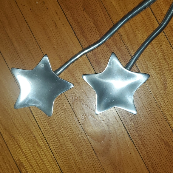 Silver star shaped salad utensils - Picture 2 of 3